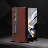 For Samsung Galaxy Z Fold4 5G Phone Case With Holder - Silky Soft Edge - Black - Side View