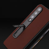 For Samsung Galaxy Z Fold4 5G Phone Case With Holder - Silky Soft Edge - Black - 45-Degree Angle
