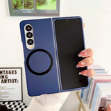 For Samsung Galaxy Z Fold4 5G Shockproof Magnetic Phone Case - Skin Protection - Black - Front View