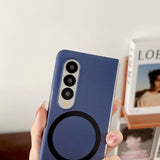 For Samsung Galaxy Z Fold4 5G Shockproof Magnetic Phone Case - Skin Protection - Black - Top-Down View