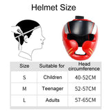 Competition Sparring Boxing Helmet For Head Protection - Red With Mask - L - Close-Up Angle