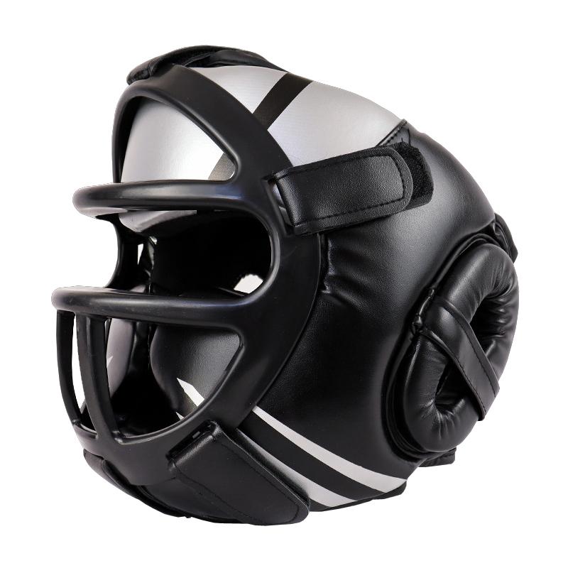 Competition Sparring Boxing Helmet For Head Protection - Red With Mask - L
