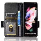 For Samsung Galaxy Z Fold4 5G Symmetrical Leather Triangle Phone Case - Black