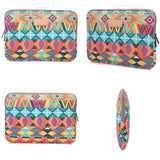 13 Inch Lingge Laptop Liner Bag - Pattern Design - Green Pattern Diamond Lattice - Top-Down View