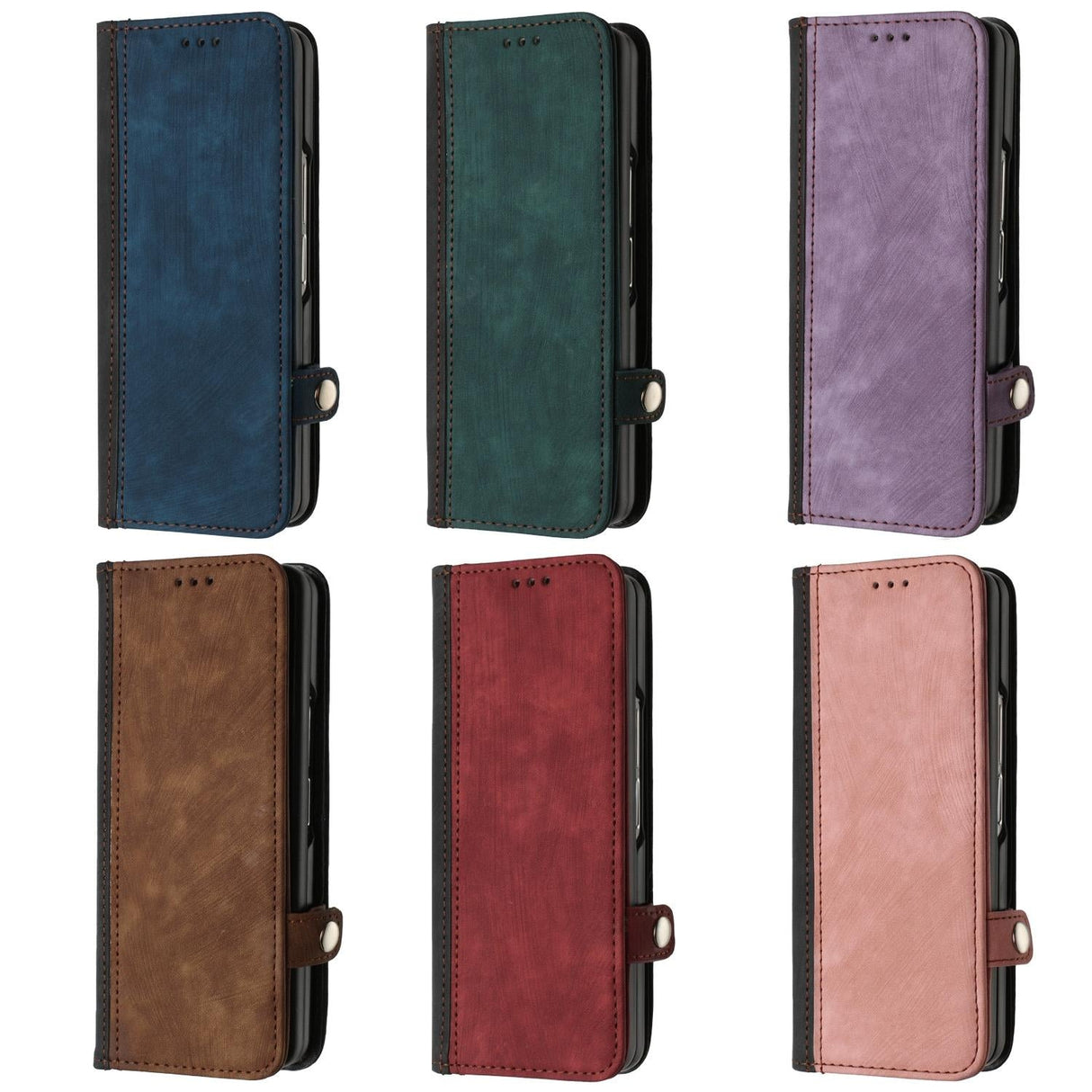 For Samsung Galaxy Z Fold4 5G Leather Phone Case With Side Buckle - Royal Blue