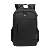 Waterproof Double Shoulder Backpack With Usb Black - 20 Inch - Front View
