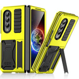For Samsung Galaxy Z Fold4 5G Shockproof Metal Case With Holder - Black