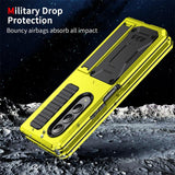 For Samsung Galaxy Z Fold4 5G Shockproof Metal Case With Holder - Black