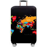 Protective Elastic Suitcase Cover - Fits 26-28 Inch Luggage - Dustproof & Scratch-proof - World Map - Front View