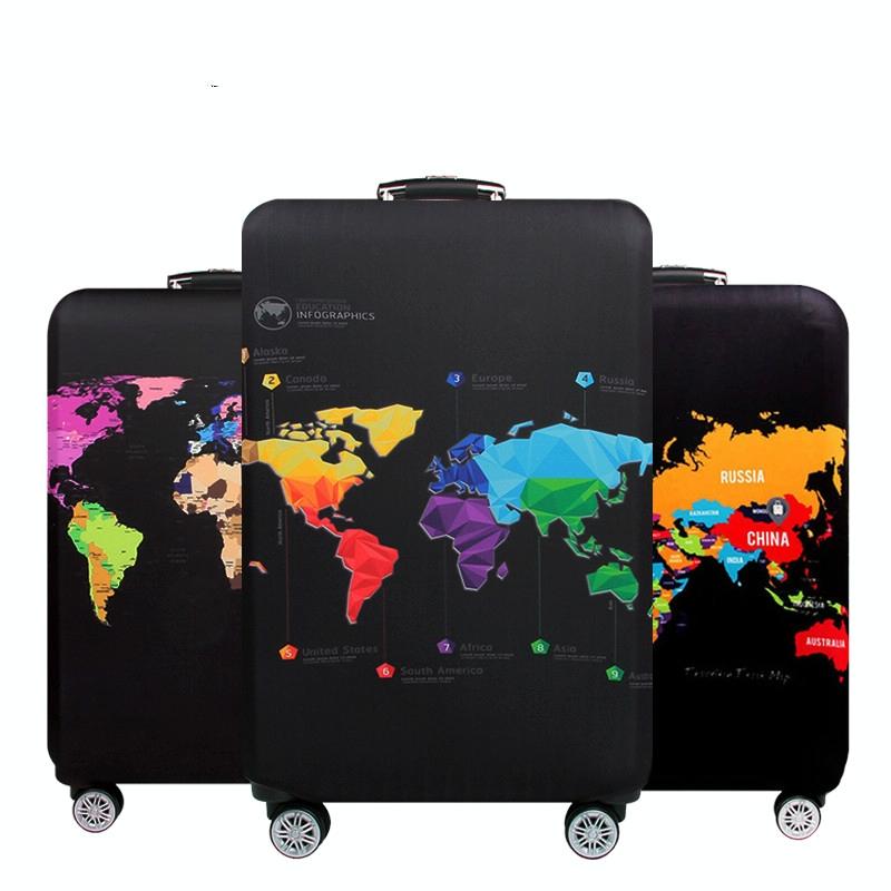 Protective Elastic Suitcase Cover - Fits 26-28 Inch Luggage - Dustproof & Scratch-proof - World Map