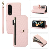 For Samsung Galaxy Z Fold4 5G Foldable Diamond Lattice Phone Case - White - Front View