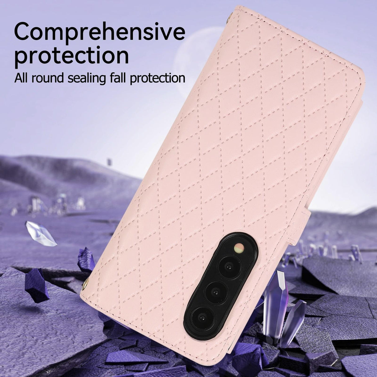 For Samsung Galaxy Z Fold4 5G Foldable Diamond Lattice Phone Case - White