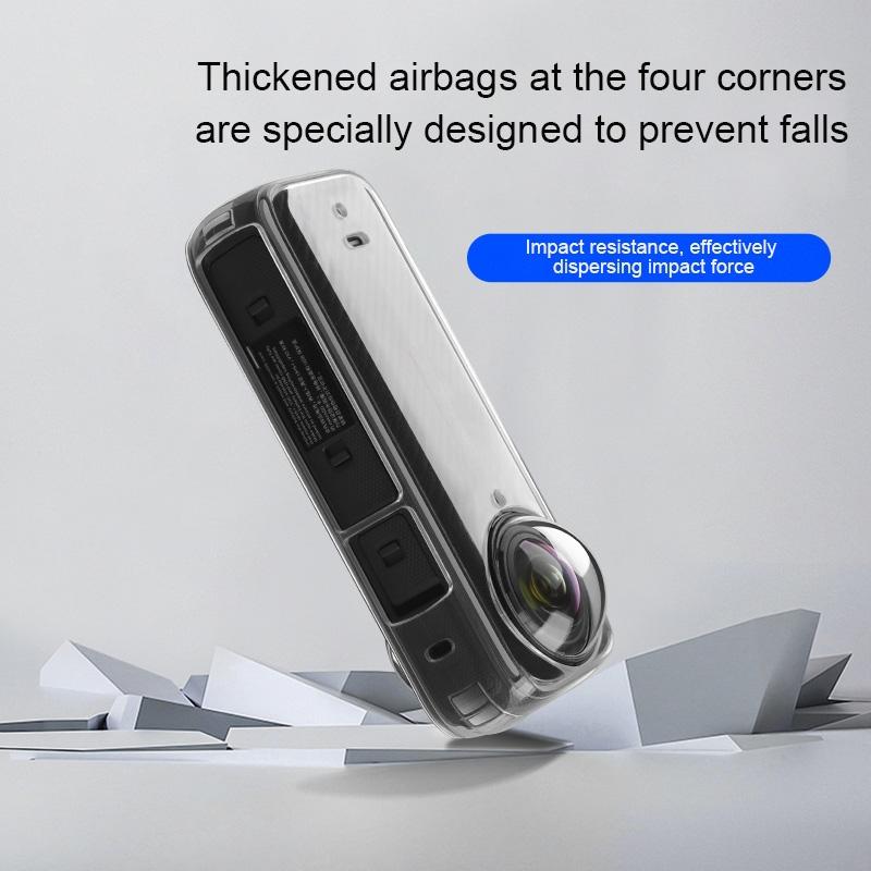 Clear Soft Tpu Protective Case for Insta360 X4 - 1.5mm Thickness - Transperant - With Neck Strap