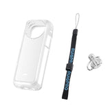 Clear Soft Tpu Protective Case for Insta360 X4 - 1.5mm Thickness - Transperant - With Neck Strap - Low Angle