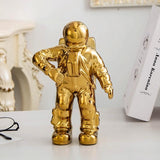 Salute Astronaut Ceramic Vase - Tabletop Decor with Dried Flowers - White - Front View