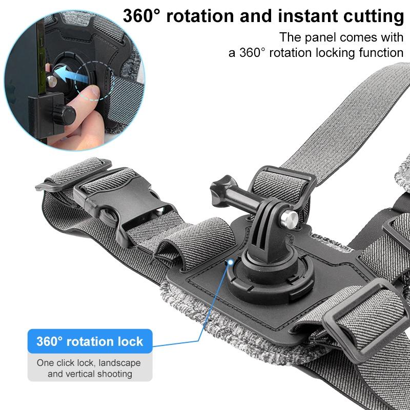 Adjustable Chest Strap with Mount and Screw - 3 In 1