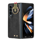 For Samsung Galaxy z Fold4 5G Leather Wristband Phone Case - Back Cover - Black