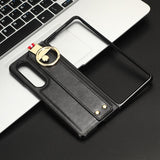 For Samsung Galaxy z Fold4 5G Leather Wristband Phone Case - Back Cover - Black