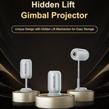 Android 11 Wifi6 4K Mini Projector With Hidden Lift And Gimbal - White - Side View