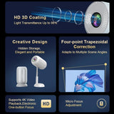 Android 11 Wifi6 4K Mini Projector With Hidden Lift And Gimbal - White - Close-Up Angle