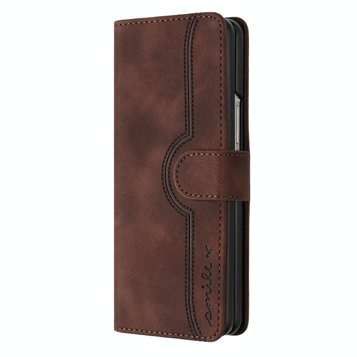 For Samsung Galaxy Z Fold4 5G Leather Phone Case With Heart Pattern - Red