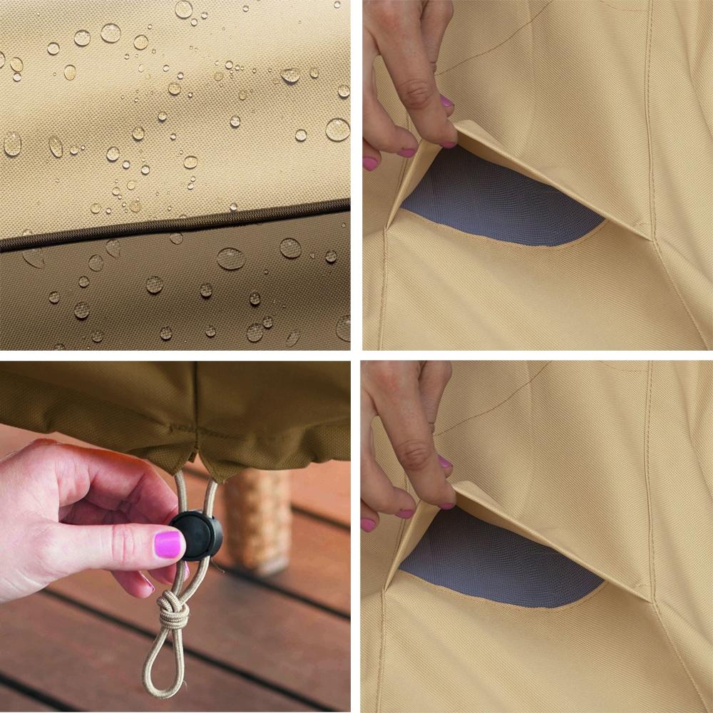 Waterproof Bbq Cover with Sundry Bag - Oxford Cloth 170x61x117cm Beige