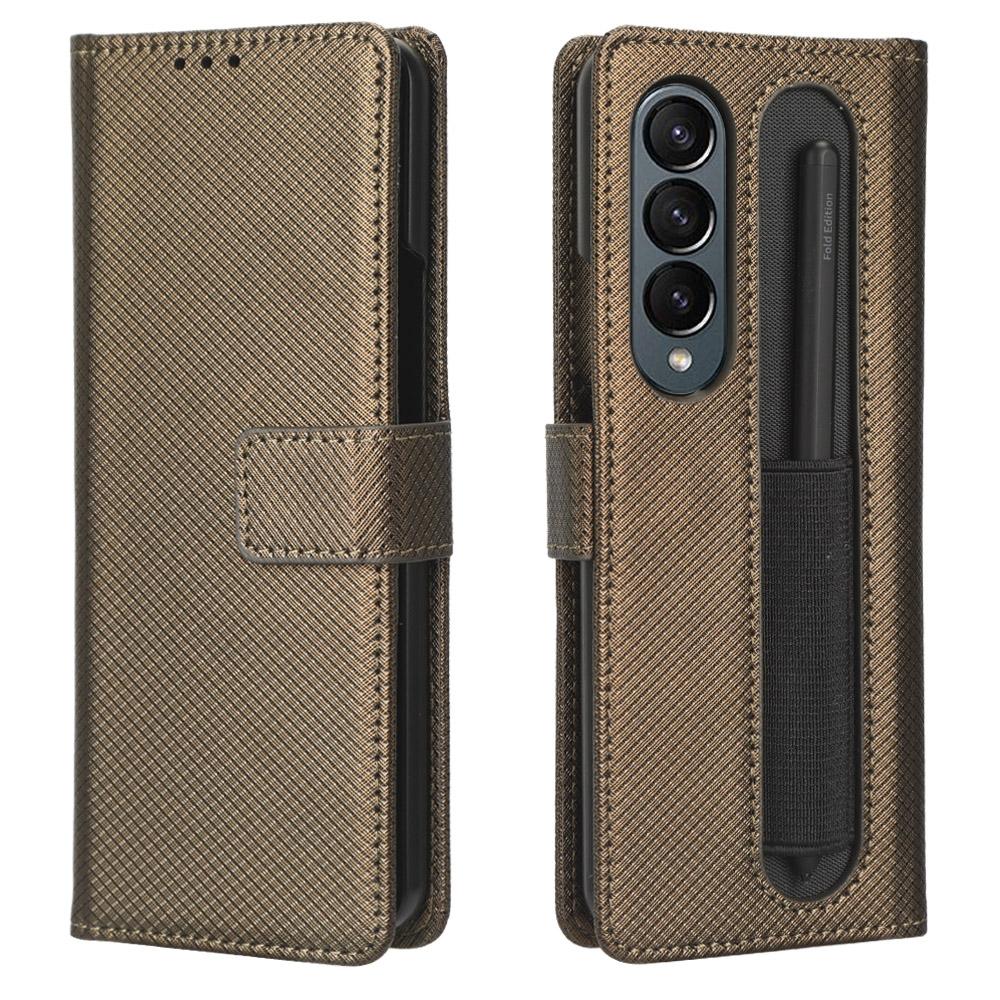 For Samsung Galaxy Z Fold4 5G Textured Leather Phone Case - White