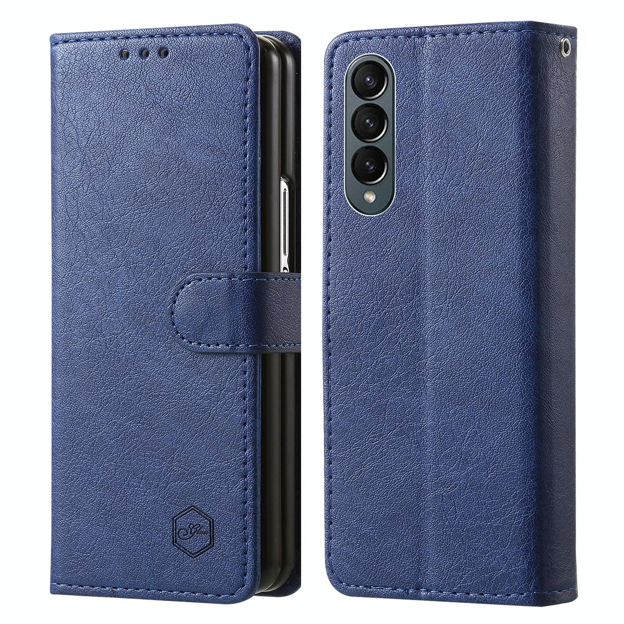 For Samsung Galaxy Z Fold4 5G Leather Texture Phone Case - Pu Tpu - Black