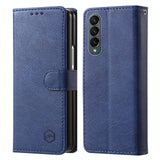 For Samsung Galaxy Z Fold4 5G Leather Texture Phone Case - Pu Tpu - Black