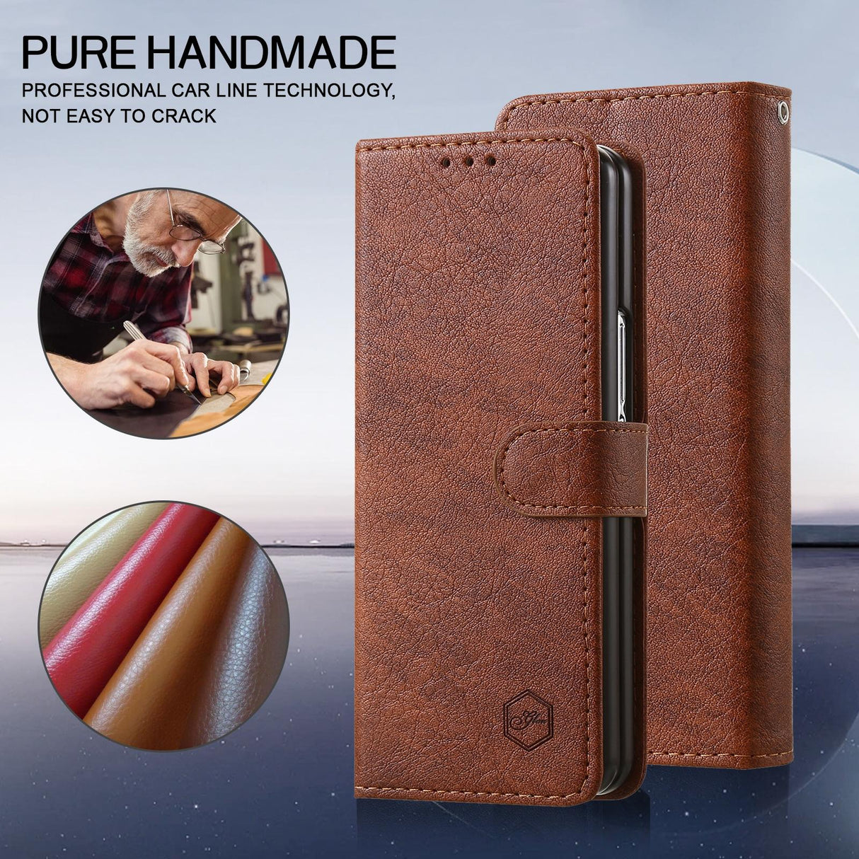 For Samsung Galaxy Z Fold4 5G Leather Texture Phone Case - Pu Tpu - Black