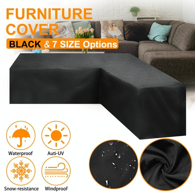 Waterproof Outdoor Corner Sofa Cover - 155x95x68 Black