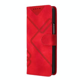 For Samsung Galaxy Z Fold4 5G Smooth Leather Phone Case - Line Pattern - Red - Close-Up Angle