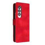 For Samsung Galaxy Z Fold4 5G Smooth Leather Phone Case - Line Pattern - Red - Low Angle