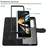 For Samsung Galaxy Z Fold4 5G Smooth Leather Phone Case - Line Pattern - Red
