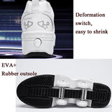 37 Double Row Deformation Rune Roller Skates - Dual Purpose - Low-Top Without Light (White) - 45-Degree Angle