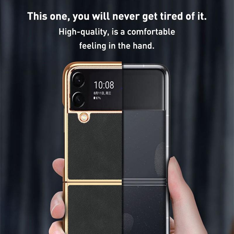 For Samsung Galaxy z Fold4 5G Foldable Lambskin Phone Case - Electroplated - Alpine Green