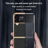 For Samsung Galaxy z Fold4 5G Foldable Lambskin Phone Case - Electroplated - Alpine Green - 45-Degree Angle