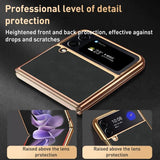 For Samsung Galaxy z Fold4 5G Foldable Lambskin Phone Case - Electroplated - Alpine Green