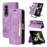 For Samsung Galaxy Z Fold4 5G Leather Dual Buckle Phone Case - Pink - Front View