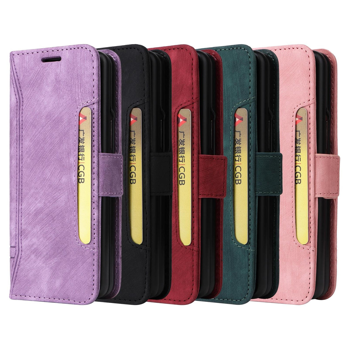 For Samsung Galaxy Z Fold4 5G Leather Dual Buckle Phone Case - Pink