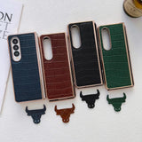 For Samsung Galaxy Z Fold4 5G Crocodile Leather Phone Case - Electroplated - Black