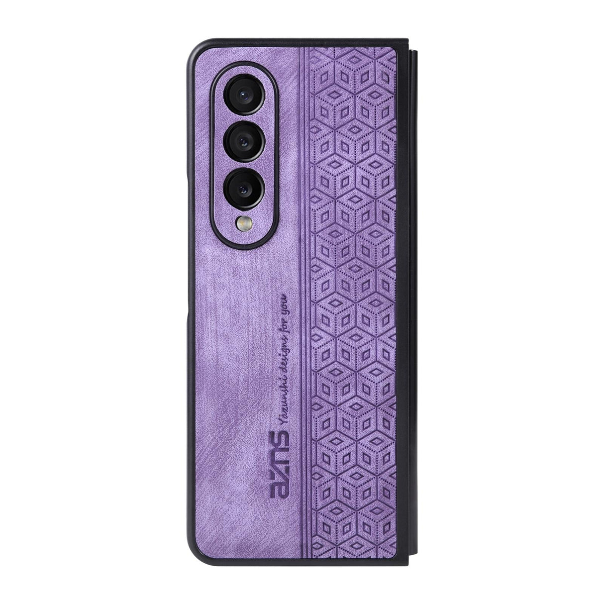 For Samsung Galaxy z Fold4 5G Embossed 3d Skin Texture Phone Case - Sleek Design - Black