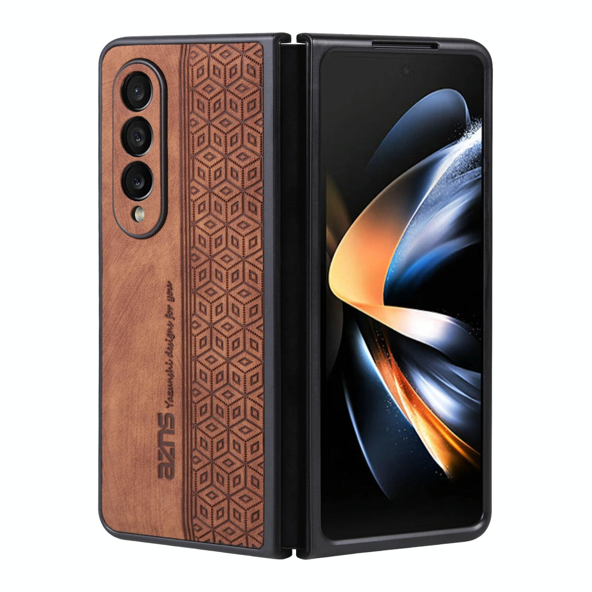 For Samsung Galaxy z Fold4 5G Embossed 3d Skin Texture Phone Case - Sleek Design - Black