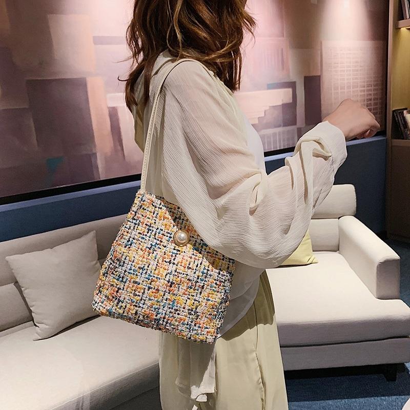 Black Woolen Knit Bucket Bag For Women - Black Onesize