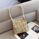 Black Woolen Knit Bucket Bag For Women - Black Onesize - Rear View