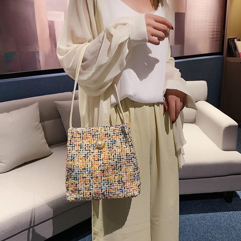 Black Woolen Knit Bucket Bag For Women - Black Onesize