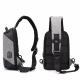 Versatile Oxford Shoulder Bag With Earphone & Usb - Gray