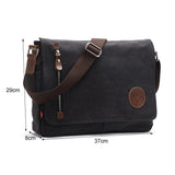 Men Canvas Shoulder Bag Versatile Crossbody Messenger Black - Side View