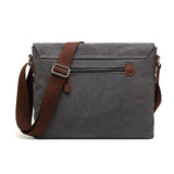 Men Canvas Shoulder Bag Versatile Crossbody Messenger Black - Top-Down View