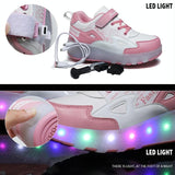 Rechargeable Light Wheel Skating Shoes For Kids - Size 36 Two-Wheeled - Top-Down View
